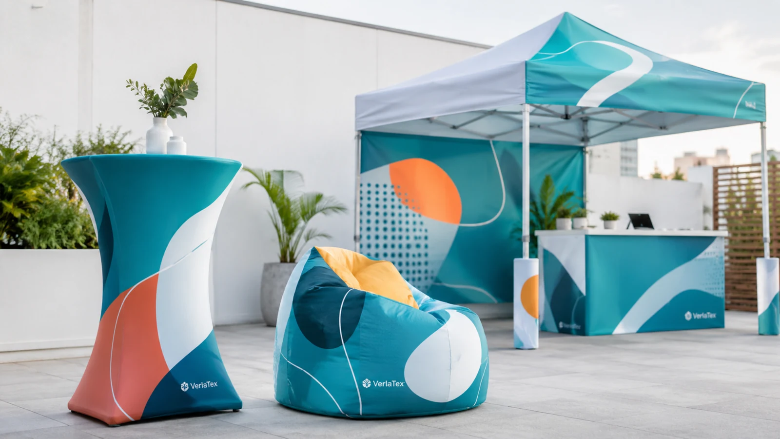 Huse textile, bean bag, cort și structură textilă realizate cu materiale VerlaTex pentru proiecte promoționale și aplicații textile cu volum
