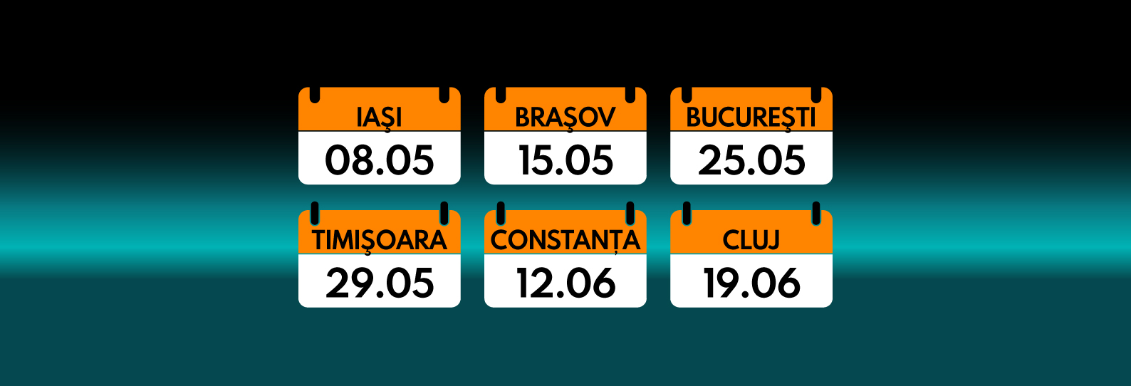Orașele și datele confirmate pentru evenimentul Carlas PPF Experience: Iași, Brașov, București, Timișoara, Constanța și Cluj.