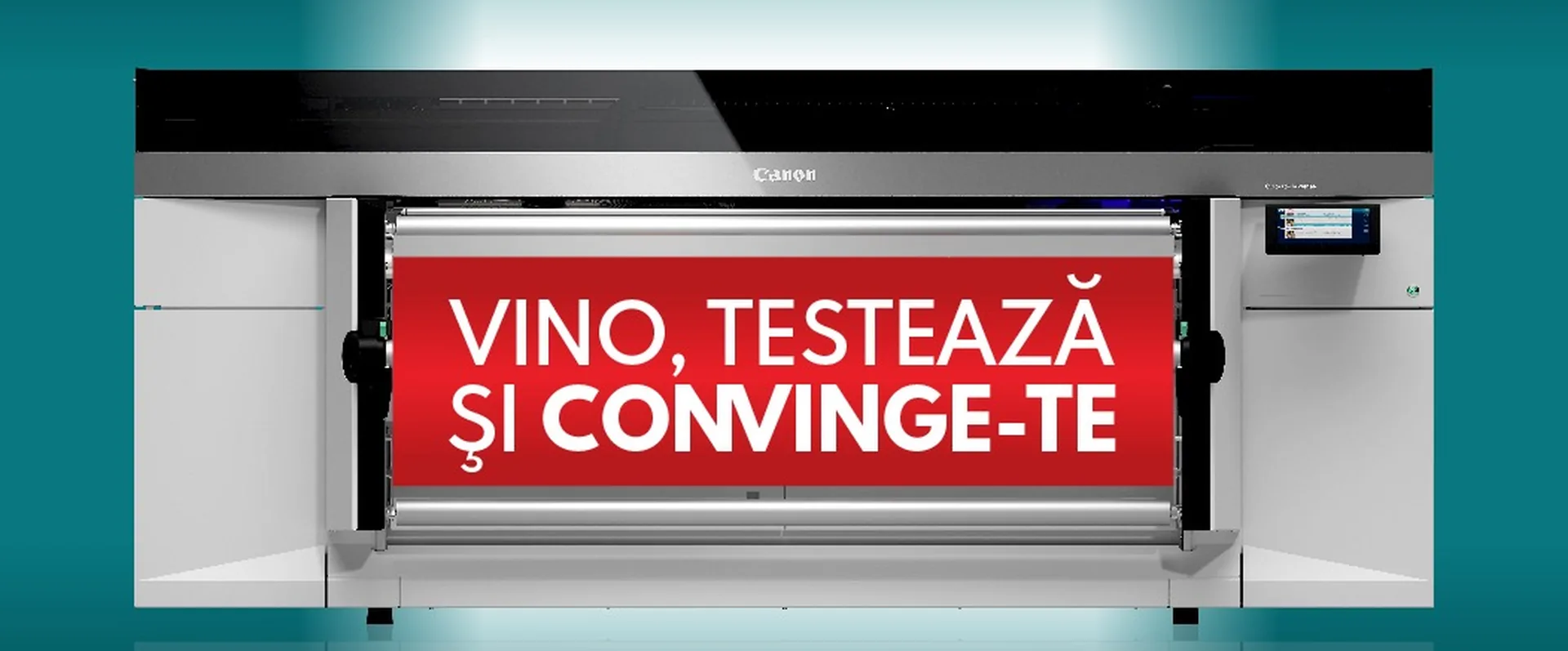 Canon Colorado M-Series – imprimanta UV roll-to-roll cu tehnologie Canon UVgel, demo practic la Verla